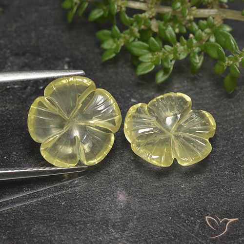 7.52ctw Naturale Giallo medio-chiaro Quarzo, Taglio a fiore, Trasparente