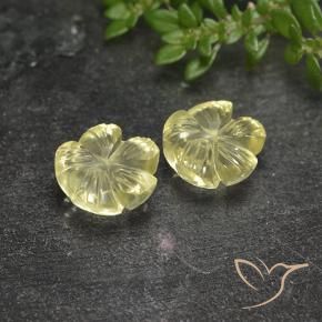 Gemme di Quarzo Giallo pallido naturale da 3.99 ct, Taglio a fiore, Trasparente
