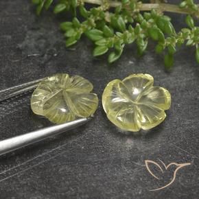 Gemme di Quarzo Giallo crema pallido naturale da 6.48 ct, Taglio a fiore, Trasparente