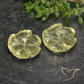 Gemme di Quarzo Giallo crema pallido naturale da 11.79 ct, Taglio a fiore, Trasparente