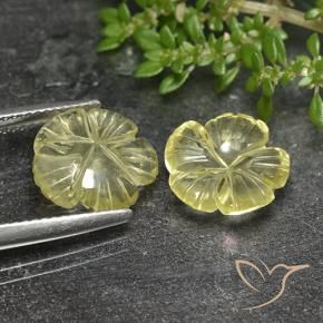 Gemme di Quarzo Limone giallo naturale da 6.24 ct, Taglio a fiore, Trasparente