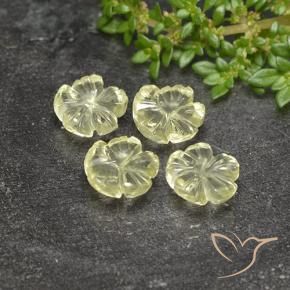 Gemme di Quarzo Giallo chiaro verdastro naturale da 5.77 ct, Taglio a fiore, Trasparente