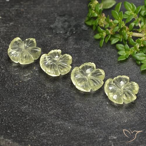 6.88ctw Naturale Giallo chiaro Quarzo, Taglio a fiore, Trasparente