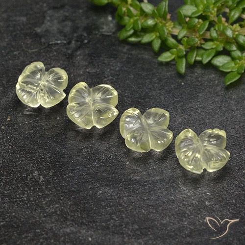 3.60ctw Naturale Giallo chiaro Quarzo, Taglio a fiore, Trasparente