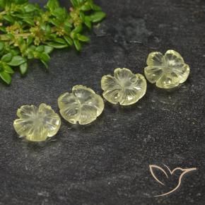 Gemme di Quarzo Giallo chiaro verdastro naturale da 5.16 ct, Taglio a fiore, Trasparente