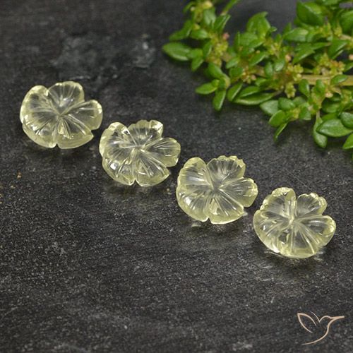 Gemme di Quarzo Giallo chiaro naturale da 5.18 ct, Taglio a fiore, Trasparente