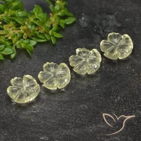 Gemme di Quarzo Giallo chiaro naturale da 5.18 ct, Taglio a fiore, Trasparente