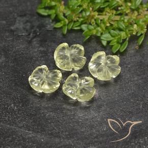 Gemme di Quarzo Giallo chiaro verdastro naturale da 5.24 ct, Taglio a fiore, Trasparente