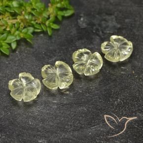 Gemme di Quarzo Giallo chiaro verdastro naturale da 5.24 ct, Taglio a fiore, Trasparente