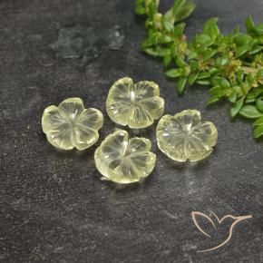 Gemme di Quarzo Giallo chiaro verdastro naturale da 6.39 ct, Taglio a fiore, Trasparente