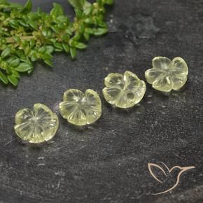 Gemme di Quarzo Giallo chiaro verdastro naturale da 6.39 ct, Taglio a fiore, Trasparente