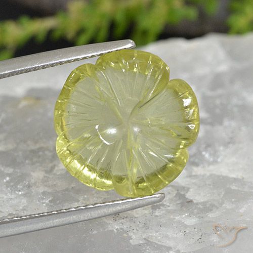7.37ct Naturale Limone giallo Quarzo, Taglio a fiore, Trasparente