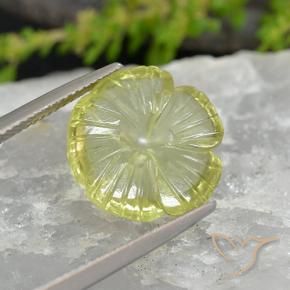 Quarzo Limone giallo naturale da 7.37 ct, Taglio a fiore, Trasparente