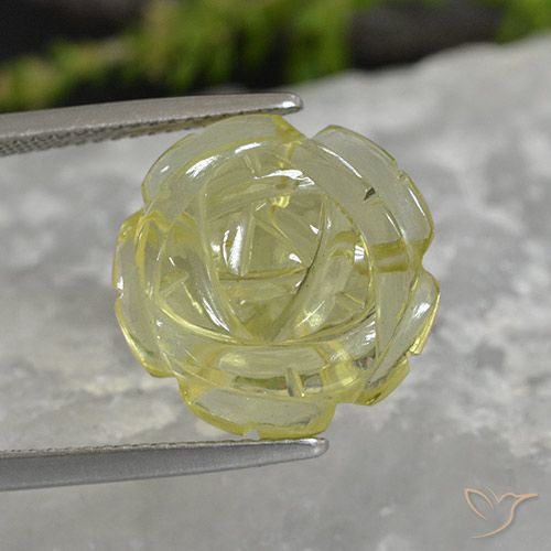 11.38ct Naturale Giallo Ananas Chiaro Quarzo, Taglio a fiore, Trasparente
