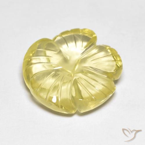 Quarzo Giallo chiaro verdastro naturale da 9.01 ct, Taglio a fiore, Trasparente