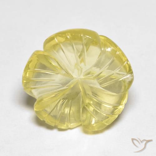 Quarzo Giallo chiaro verdastro naturale da 9.01 ct, Taglio a fiore, Trasparente