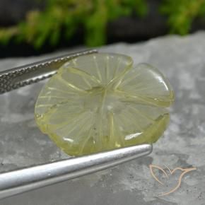 Quarzo Limone giallo naturale da 7.41 ct, Taglio a fiore, Trasparente