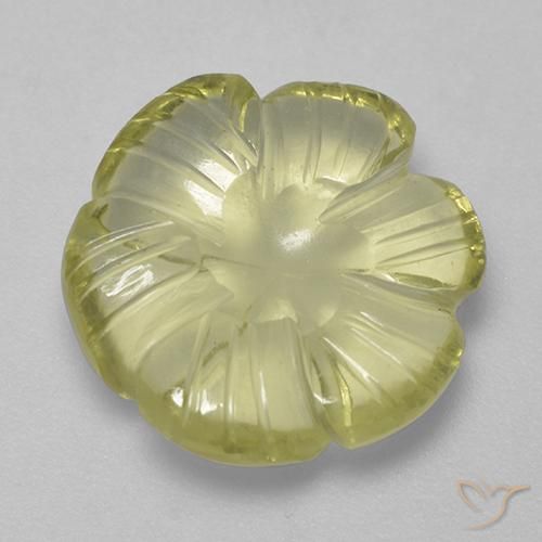 Quarzo Giallo medio-chiaro naturale da 6.27 ct, Taglio a fiore, Trasparente