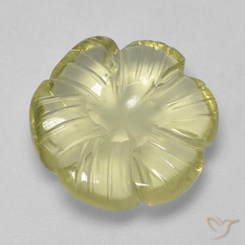Quarzo Giallo medio-chiaro naturale da 6.27 ct, Taglio a fiore, Trasparente