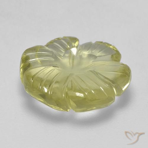 Quarzo Giallo medio-chiaro naturale da 6.27 ct, Taglio a fiore, Trasparente