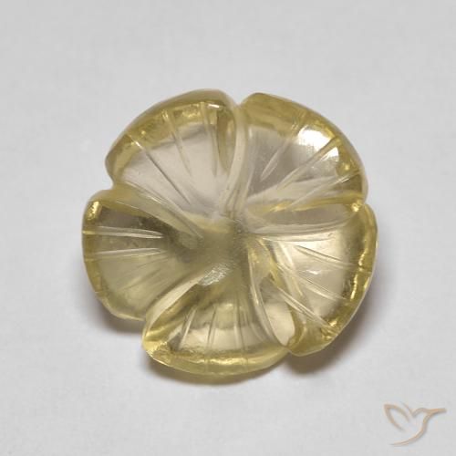 Quarzo Giallo chiaro naturale da 5.46 ct, Taglio a fiore, Trasparente