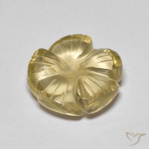 Quarzo Giallo chiaro naturale da 5.46 ct, Taglio a fiore, Trasparente