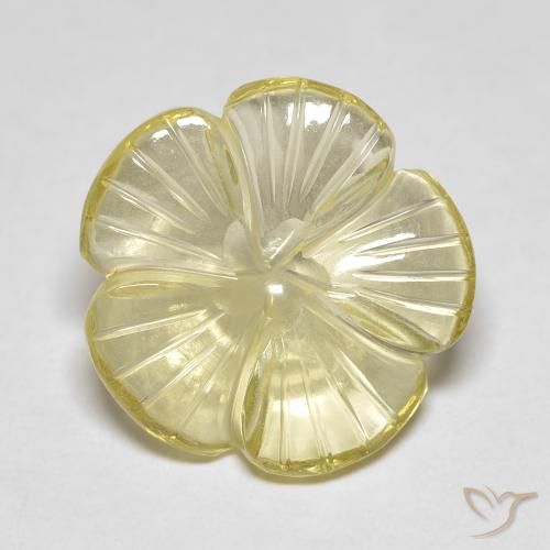 5.90ct Naturale Medium Light-Yellow Quarzo, Taglio a fiore, Trasparente