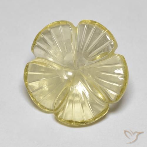 Quarzo Medium Light-Yellow naturale da 5.90 ct, Taglio a fiore, Trasparente