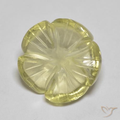 6.91ct Naturale Giallo pallido Quarzo, Taglio a fiore, Trasparente