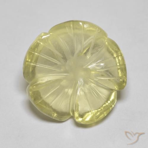 Quarzo Giallo pallido naturale da 6.91 ct, Taglio a fiore, Trasparente