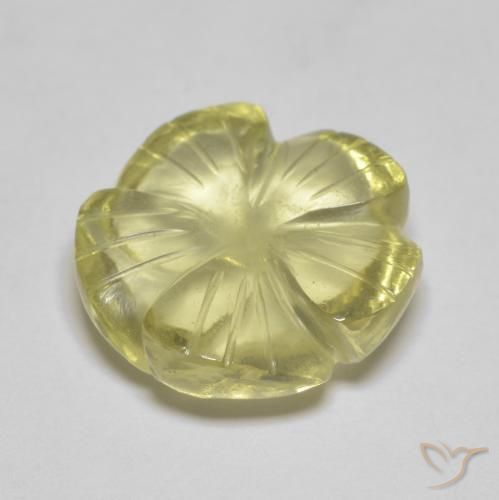Quarzo Giallo pallido naturale da 6.91 ct, Taglio a fiore, Trasparente