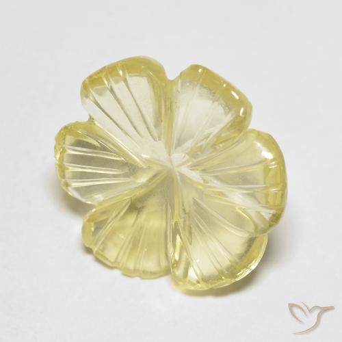 Quarzo Giallo chiaro naturale da 5.82 ct, Taglio a fiore, Trasparente