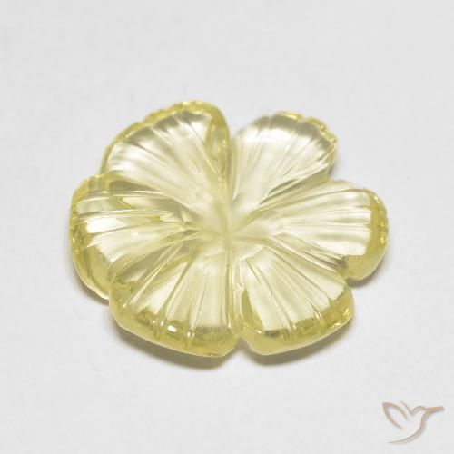 Quarzo Giallo chiaro naturale da 5.82 ct, Taglio a fiore, Trasparente