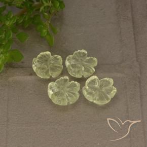 Gemme di Quarzo Giallo chiaro verdastro naturale da 4.14 ct, Taglio a fiore, Trasparente