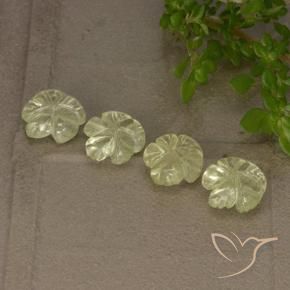 Gemme di Quarzo Giallo chiaro verdastro naturale da 4.14 ct, Taglio a fiore, Trasparente