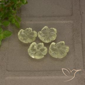 Gemme di Quarzo Giallo chiaro verdastro naturale da 5.04 ct, Taglio a fiore, Trasparente