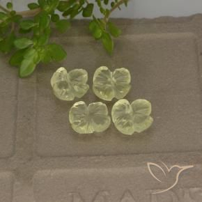 Gemme di Quarzo Giallo chiaro verdastro naturale da 3.11 ct, Taglio a fiore, Trasparente