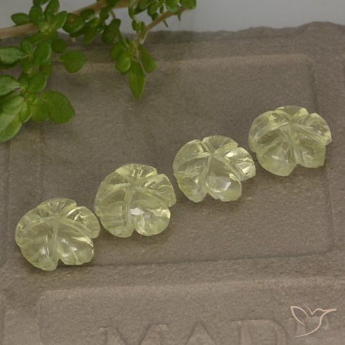 Gemme di Quarzo Giallo chiaro naturale da 5.20 ct, Taglio a fiore, Trasparente