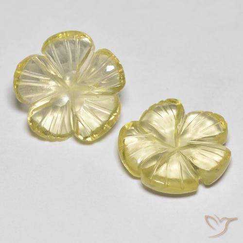 Gemme di Quarzo Limone giallo naturale da 6.49 ct, Taglio a fiore, Trasparente