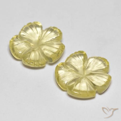 Gemme di Quarzo Limone giallo naturale da 6.49 ct, Taglio a fiore, Trasparente