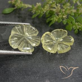 Gemme di Quarzo Giallo chiaro naturale da 4.80 ct, Taglio a fiore, Trasparente