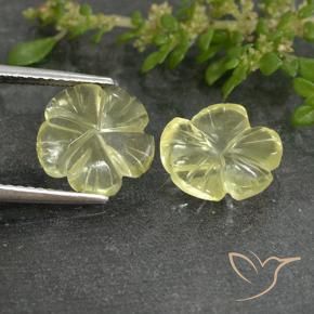 Gemme di Quarzo Giallo chiaro naturale da 4.19 ct, Taglio a fiore, Trasparente