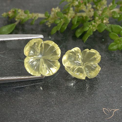 Gemme di Quarzo Giallo chiaro naturale da 3.26 ct, Taglio a fiore, Trasparente