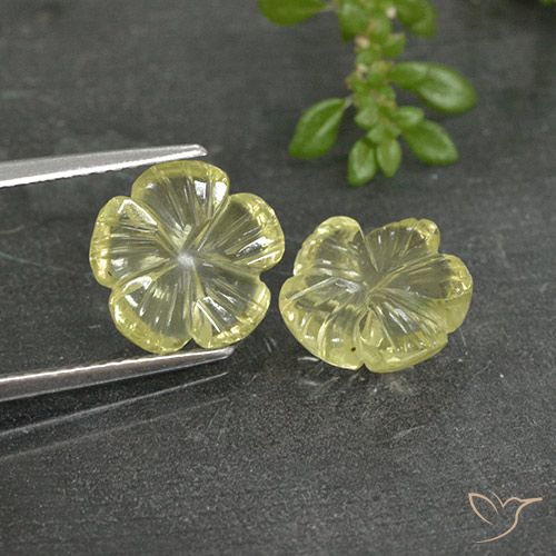 5.20ctw Naturale Giallo chiaro Quarzo, Taglio a fiore, Trasparente
