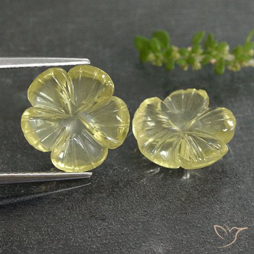 7.33ctw Naturale Giallo chiaro Quarzo, Taglio a fiore, Trasparente