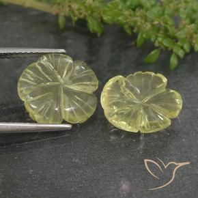 Gemme di Quarzo Giallo chiaro naturale da 6.37 ct, Taglio a fiore, Trasparente