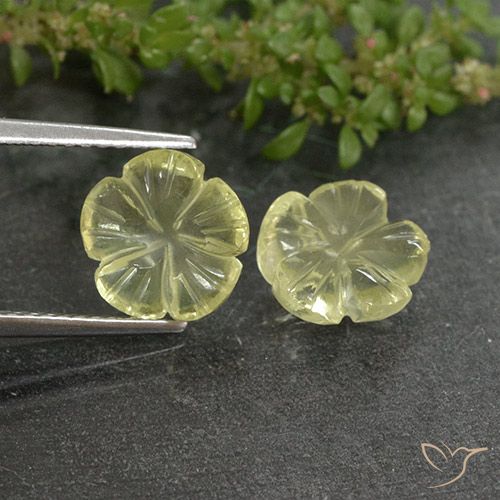 3.62ctw Naturale Giallo chiaro Quarzo, Taglio a fiore, Trasparente