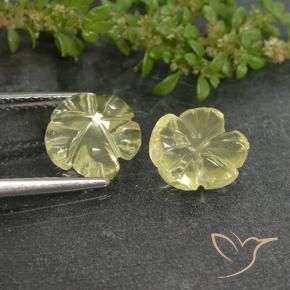 Gemme di Quarzo Giallo chiaro naturale da 3.62 ct, Taglio a fiore, Trasparente