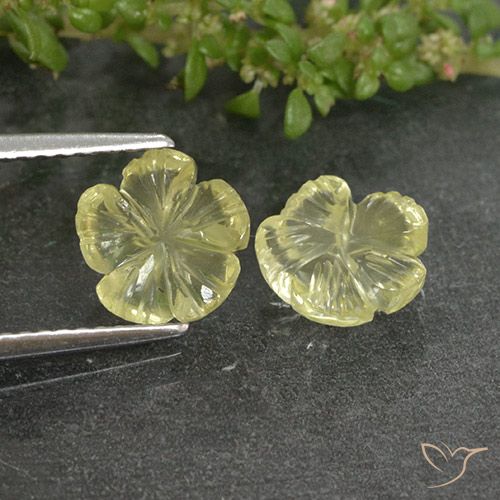 2.62ctw Naturale Giallo chiaro Quarzo, Taglio a fiore, Trasparente