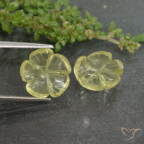6.36ctw Naturale Giallo chiaro Quarzo, Taglio a fiore, Trasparente